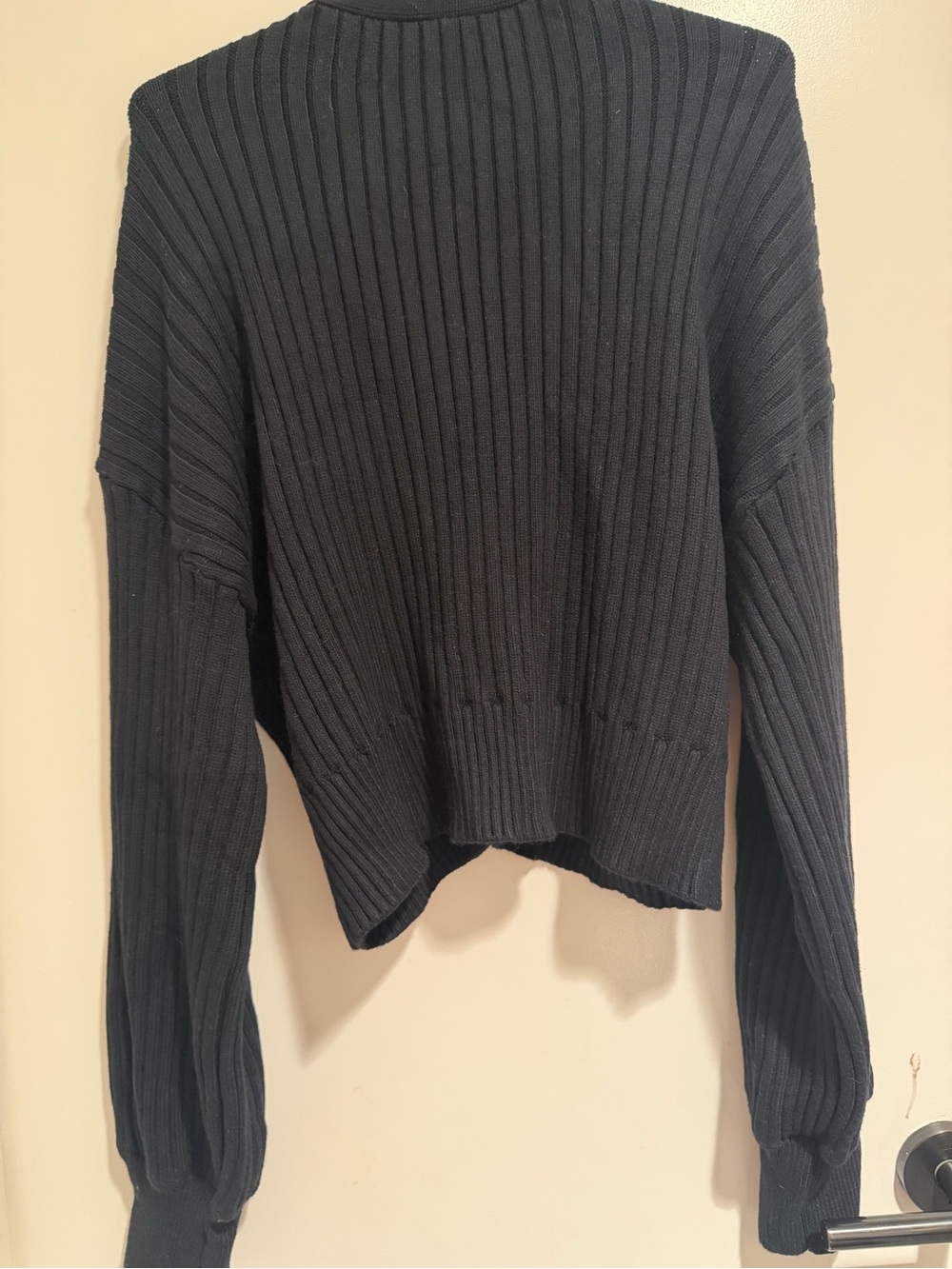 Zadig & Voltaire Black Ribbed Cropped Crewneck Sweater